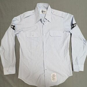 Defense Logistics Agency Blue 1550 Military Uniform Shirt Airman Rank 15.5x34